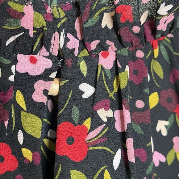 Kate Spade Floral Sleeveless Ruffled Blouse Top Black Womens Small - Picture 5 of 8